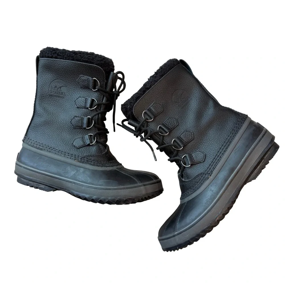 Sorel Mens 1964 Pac T Waterproof Winter Snow Boots Black Leather NM1439-010 Sz 9